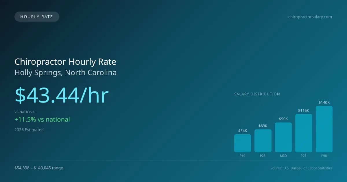 Chiropractor Hourly Rate in Holly Springs, NC — 2026 est., based on 2025 BLS