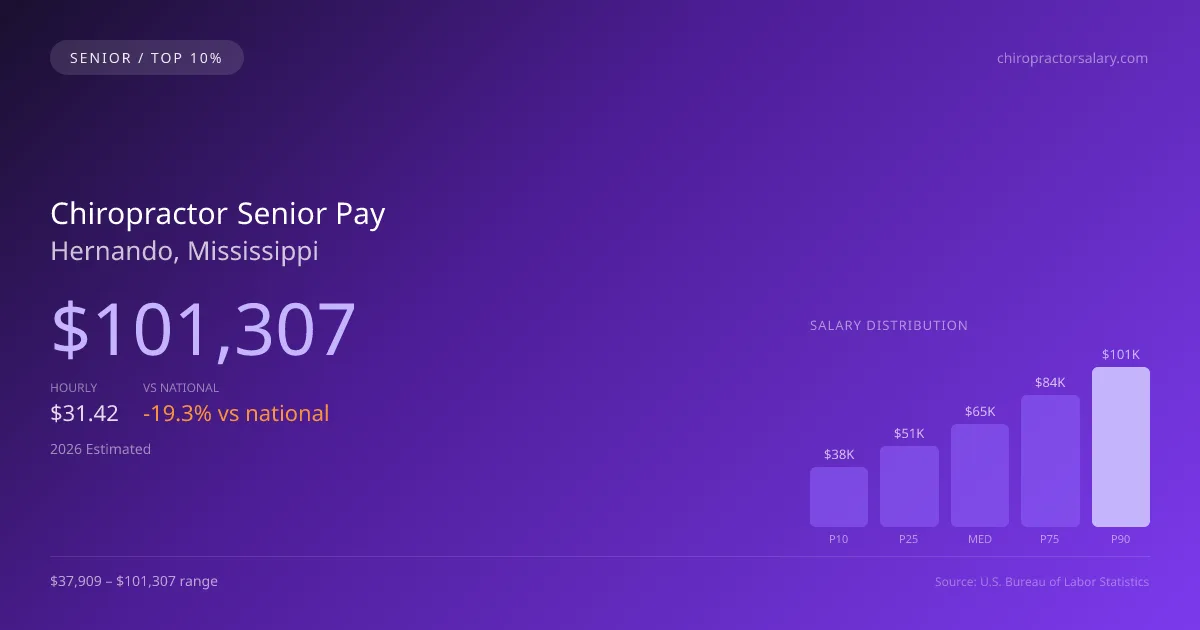 Chiropractor Senior Salary in Hernando, MS — 2026 est., based on 2025 BLS